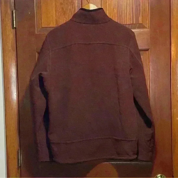 L.L. Bean Fleece Lined Wool Blend Full Zip Sweater Burgundy & Black Blend Size M - Picture 9 of 9